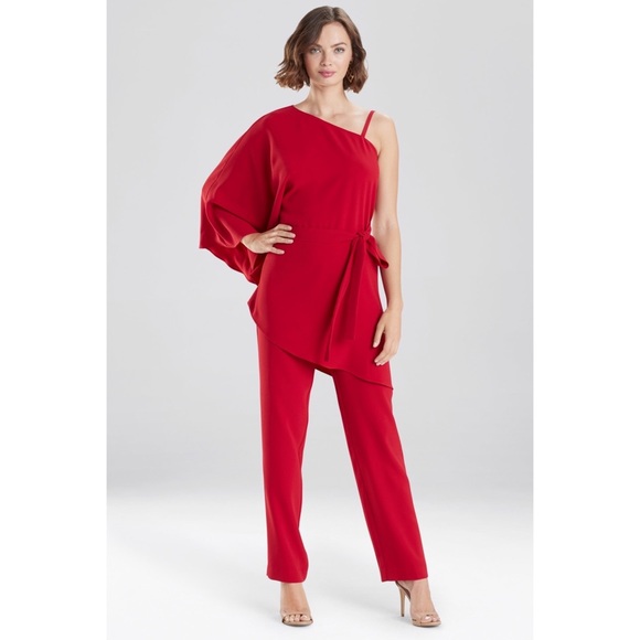 Natori Red Crepe Slim Pants Size Medium - Picture 4 of 13